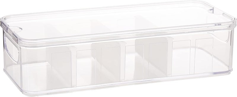 ORGANiZERS Food Storage Container With Handle - Kitchen Box Divided into 4 Lid Compartments Organizer for Spices, Jars, Packets and More — Clear 38x16.5x9.5cm - Image 1
